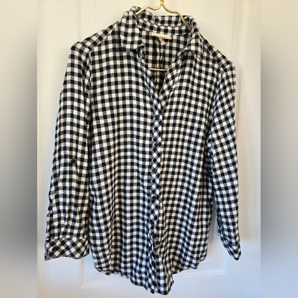 Black and White Checkered Button Down Shirt